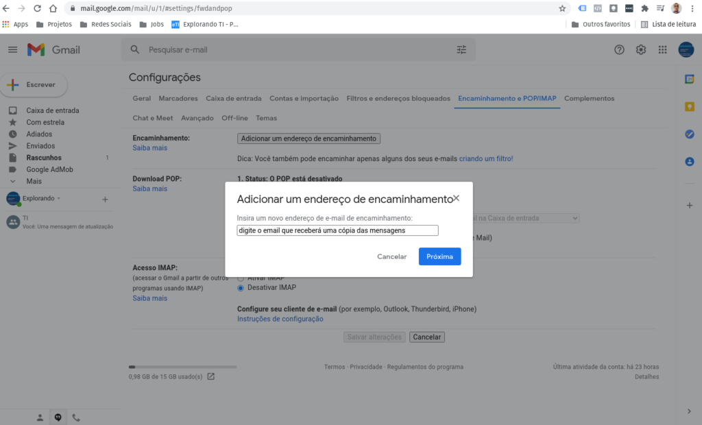 Como criar um encaminhamento de e-mail no Gmail